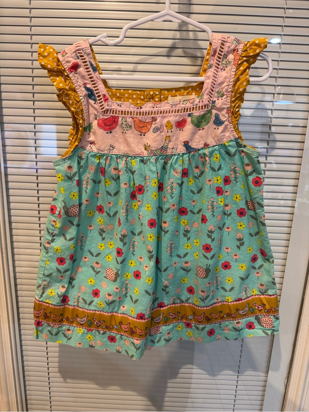 Matilda Jane Girls Size 6 Chicken Floral Ruffle Dress Tunic